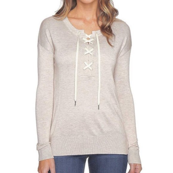 Splendid Lakewood Cashmere Blend Lace Up Luxury Loungewear Sweater - Picture 1 of 7